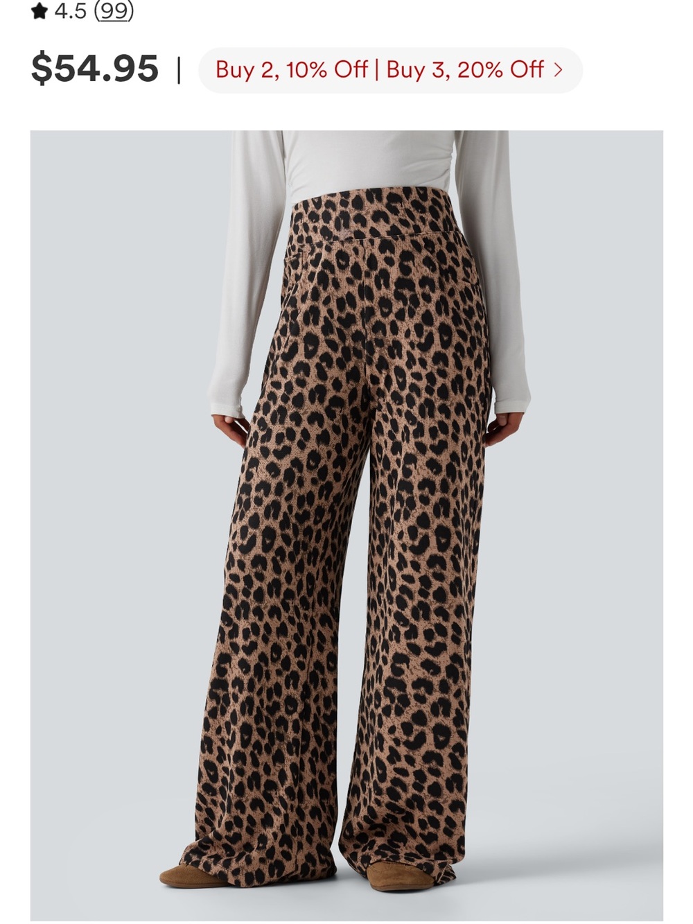 HALARA Leopard-Print Wide Leg Pants - Brown & Black